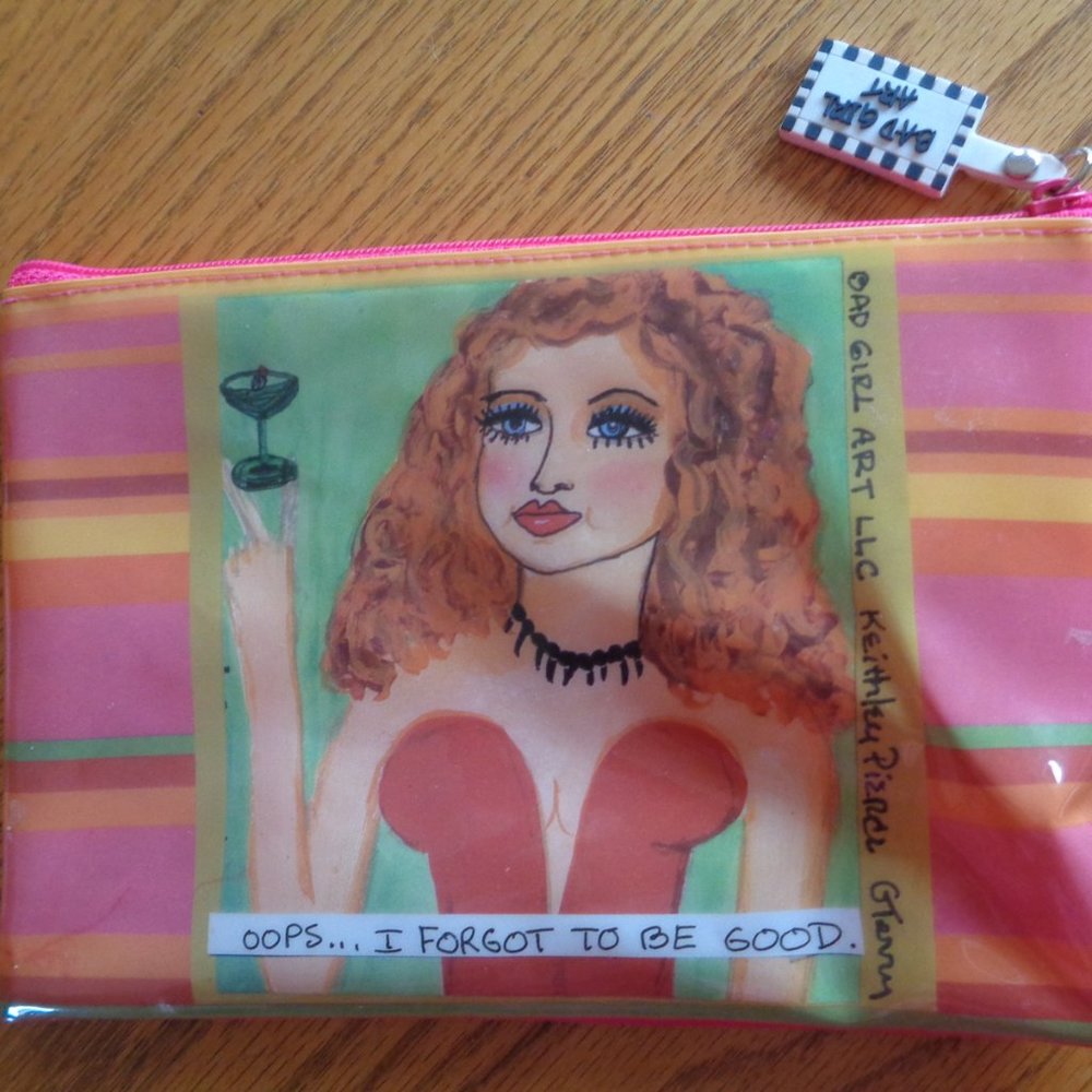 Bad Girl Art oops I forgot to be good Cosmetic Bag Pink Makeup Lolly Lu Tote